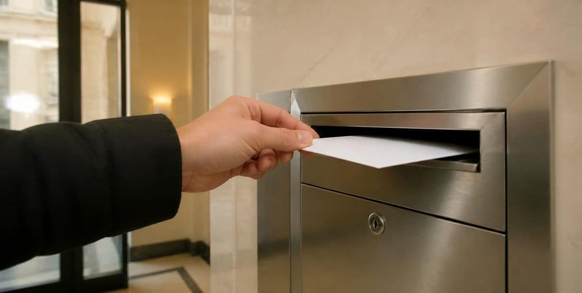 Lettre glissée dans la boîte aux lettres d'une régie
