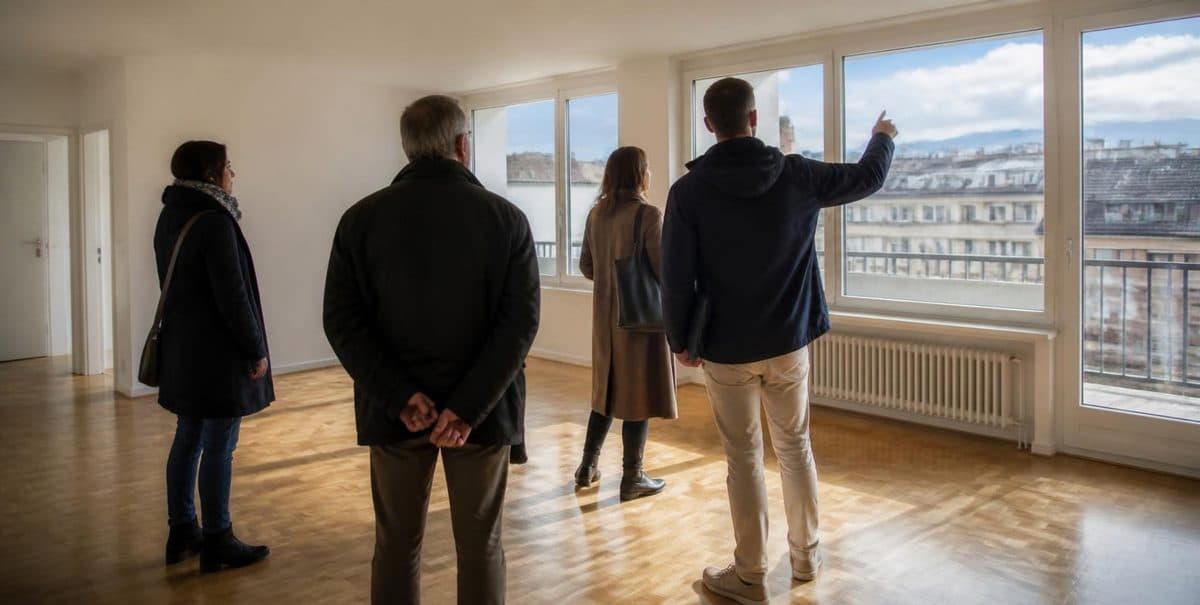 Plusieurs personnes visitent un appartement vide